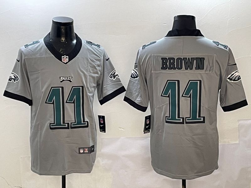 Men Philadelphia Eagles #11 Brown Grey 2025 Nike Vapor Limited NFL Jersey style 212->philadelphia eagles->NFL Jersey